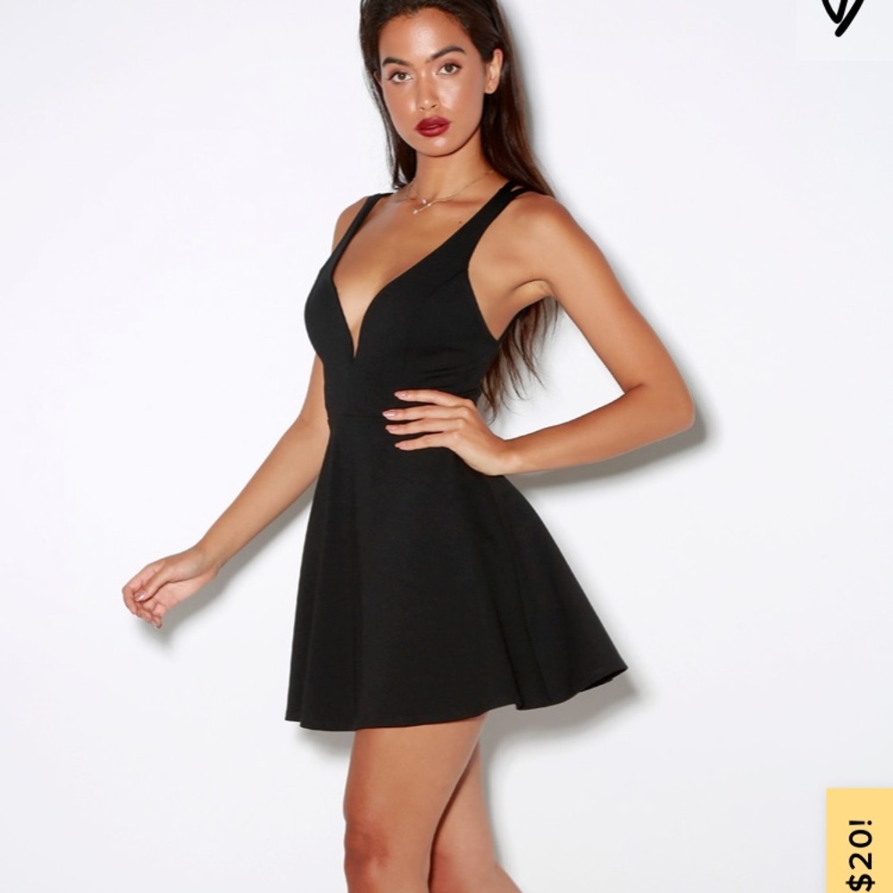 NWT Lulus love galore black skater dress